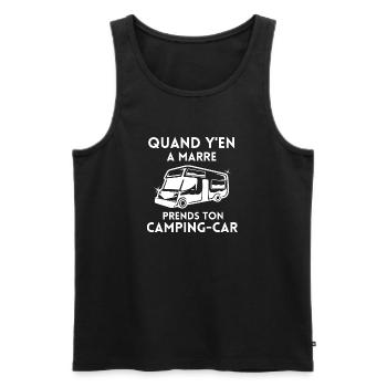 camping, fan de camping, camping car - Débardeur bio Premium Homme - noir - Devant - Michal (187cm)