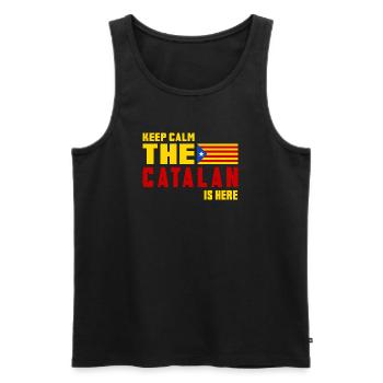 Keep Calm Katalonien Flaggen Design - Männer Premium Bio Tank Top - Schwarz - Vorne - AI Model Male 178 light (178cm)