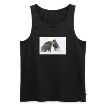kämpfende Wildschweine im Schnee - Männer Premium Bio Tank Top - Schwarz - Vorne - Michal (187cm)