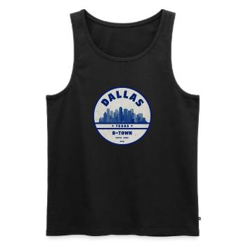 Dallas Skyline DTown Vintage Badge - Débardeur bio Premium Homme - noir - Devant - Michal (187cm)