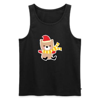 Winter bear with Christmas hat - Men's Premium Organic Tank Top - black - Front - AI Model Male 178 light (178cm)