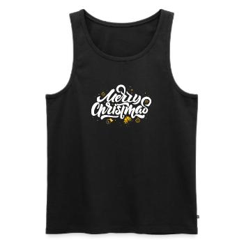 Merry Christmas Script & Ornaments - Men's Premium Organic Tank Top - black - Front - AI Model Male 178 light (178cm)