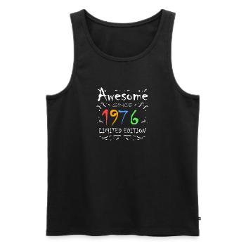 1976 - Jahrgang 1976 - Männer Premium Bio Tank Top - Schwarz - Vorne - AI Model Male 178 light (178cm)