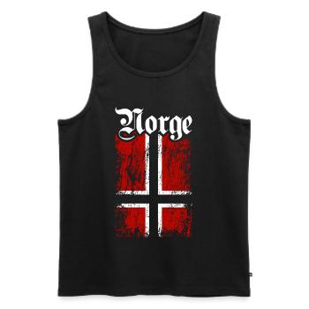 Norge | Norwegen mit Norwegischer Flagge - Männer Premium Bio Tank Top - Schwarz - Vorne - Michal (187cm)