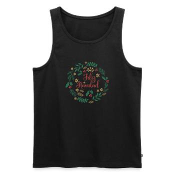 playera feliz navidad camiseta merry christmas - Men's Premium Organic Tank Top - black - Front - AI Model Male 178 light (178cm)