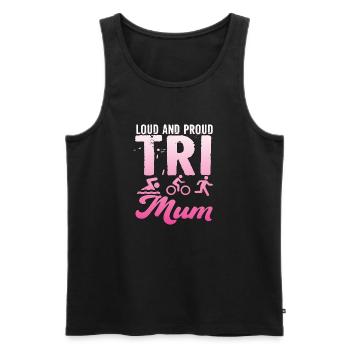 Loud and proud Tri Mum triathlete - Men's Premium Organic Tank Top - black - Front - AI Model Male 178 light (178cm)