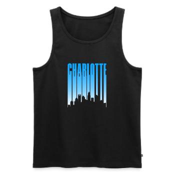 Charlotte Skyline Typo Blau Gradient - Männer Premium Bio Tank Top - Schwarz - Vorne - AI Model Male 178 light (178cm)