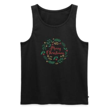 Merry Christmas T-Shirt Merry Christmas Feliz Navidad - Men's Premium Organic Tank Top - black - Front - AI Model Male 178 light (178cm)
