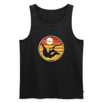 Vol Silhouette Coucher de Soleil - Débardeur bio Premium Homme - noir - Devant - AI Model Male 178 light (178cm)