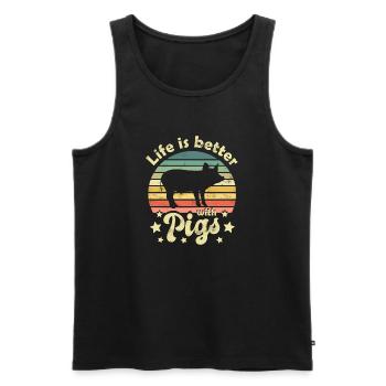 Schwein Schweine - Männer Premium Bio Tank Top - Schwarz - Vorne - AI Model Male 178 light (178cm)