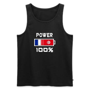 Tunesien und Frankreich Power 100% - Männer Premium Bio Tank Top - Schwarz - Vorne - Michal (187cm)