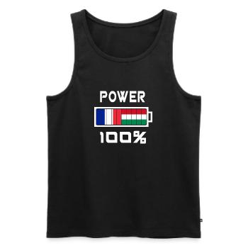 La Hongrie et France Power 100 % - Débardeur bio Premium Homme - noir - Devant - AI Model Male 178 light (178cm)