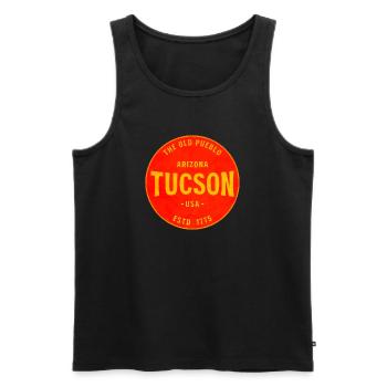 Tucson Old Pueblo Rundlogo - Männer Premium Bio Tank Top - Schwarz - Vorne - AI Model Male 178 light (178cm)