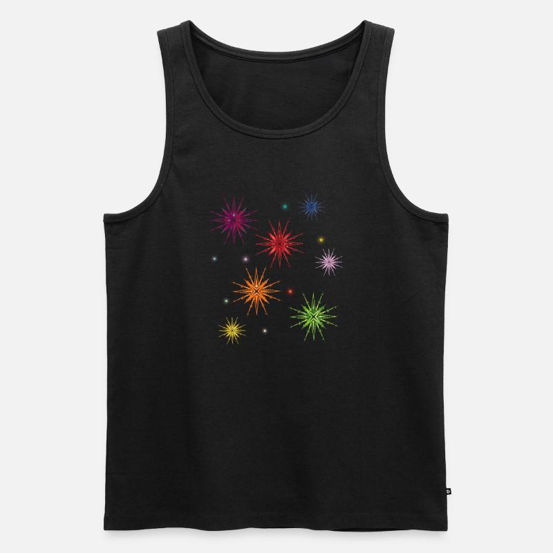 bunte Sterne am Sternenhimmel - Männer Premium Bio Tank Top - Schwarz