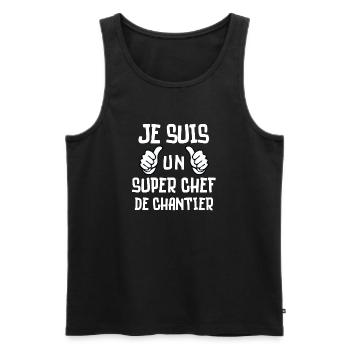 chantier, chef de chantier - Débardeur bio Premium Homme - noir - Devant - AI Model Male 178 light (178cm)