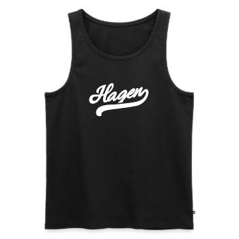 Hagen Retro - Männer Premium Bio Tank Top - Schwarz - Vorne - Michal (187cm)
