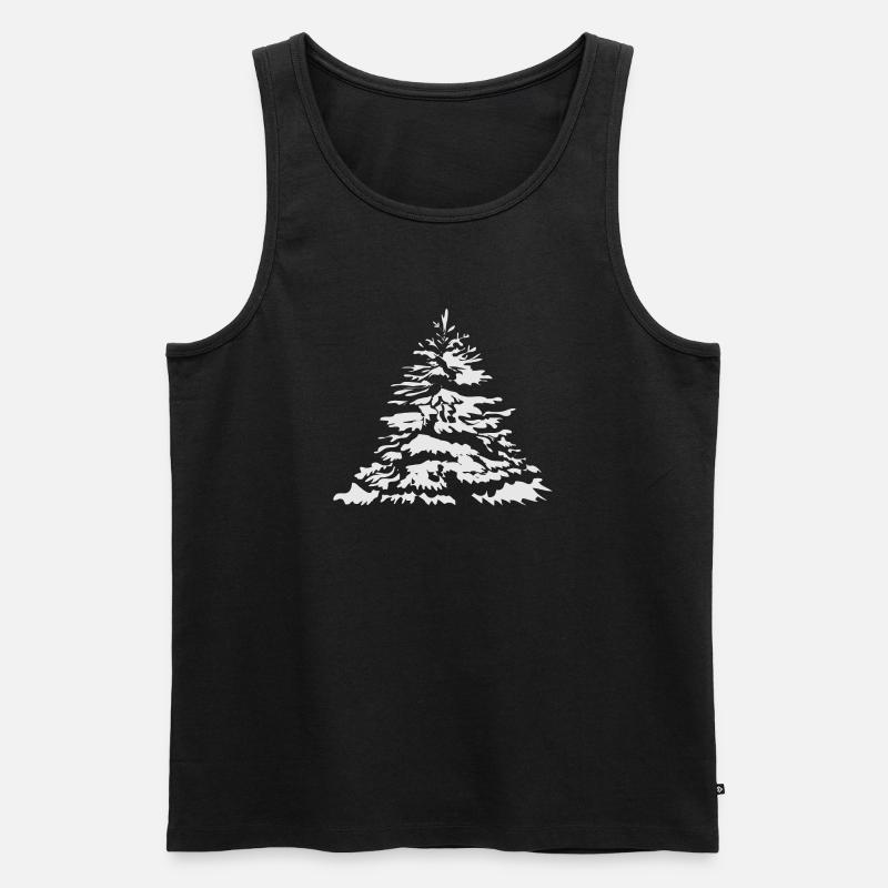 schneebedeckter Christbaum oder Tannenbaum - Männer Premium Bio Tank Top - Schwarz