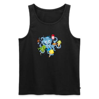 cool octopus with lots of ice cream under water - Men's Premium Organic Tank Top - black - Front - AI Model Male 178 light (178cm)