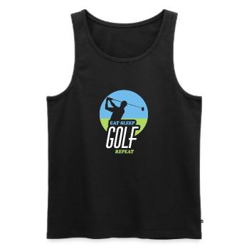Essen, Schlafen, Golfen, Wiederholen - Männer Premium Bio Tank Top - Schwarz - Vorne - Michal (187cm)