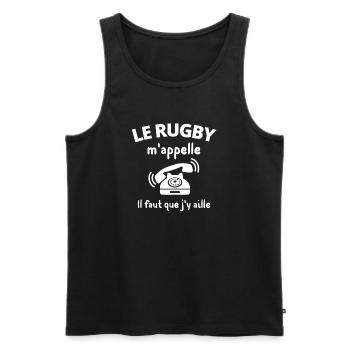 rugby, rugby humour, rugby sport - Débardeur bio Premium Homme - noir - Devant - AI Model Male 178 light (178cm)