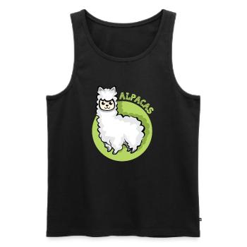 alpaca lama symbol comic cartoon süß Alpaka icon - Männer Premium Bio Tank Top - Schwarz - Vorne - AI Model Male 178 light (178cm)