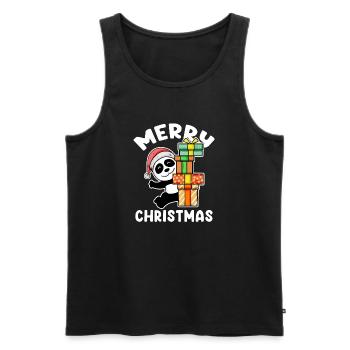 Joyeux panda de Noël - Débardeur bio Premium Homme - noir - Devant - AI Model Male 178 light (178cm)