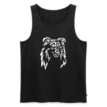 Sheltie Kopf "Black Edition" - Männer Premium Bio Tank Top - Schwarz - Vorne - AI Model Male 178 light (178cm)