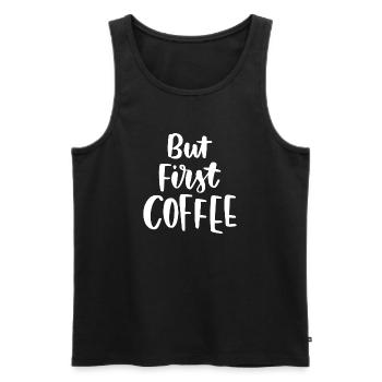 Mais premier café - Débardeur bio Premium Homme - noir - Devant - AI Model Male 178 light (178cm)
