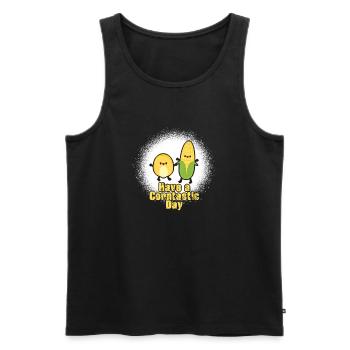 Have a corntastic day - Men's Premium Organic Tank Top - black - Front - Michal (187cm)