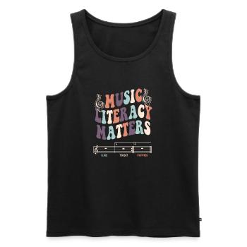 Music Literacy Matters - Men's Premium Organic Tank Top - black - Front - AI Model Male 178 light (178cm)