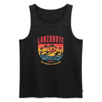 Design de plage de Lanzarote Espana - Débardeur bio Premium Homme - noir - Devant - Michal (187cm)