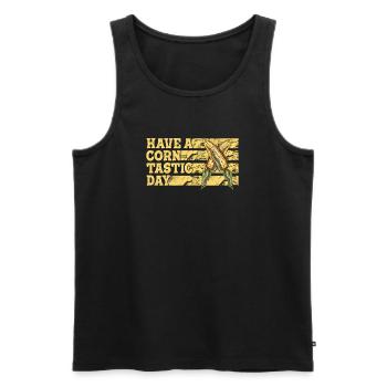 Have a corntastic day - Men's Premium Organic Tank Top - black - Front - Michal (187cm)