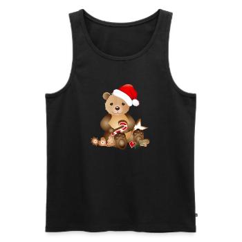 goldiger Bär für Weihnachten mit Weihnachtsmütze - Männer Premium Bio Tank Top - Schwarz - Vorne - AI Model Male 178 light (178cm)