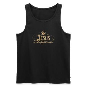 Jesus Lebensverändert Vintage Stil - Männer Premium Bio Tank Top - Schwarz - Vorne - Michal (187cm)