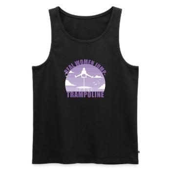 Real Women Jump Trampolines / Jumping Fitness - Men's Premium Organic Tank Top - black - Front - AI Model Male 178 light (178cm)
