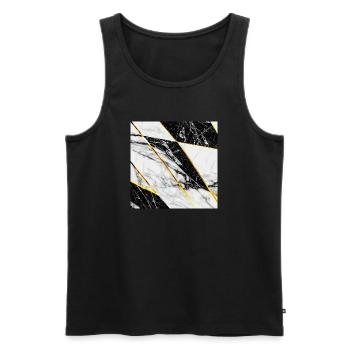 Marble Black White Gold Mosaic Geometric - Men's Premium Organic Tank Top - black - Front - AI Model Male 178 light (178cm)