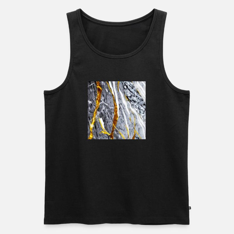 Marmor Gold Textur - Männer Premium Bio Tank Top - Schwarz