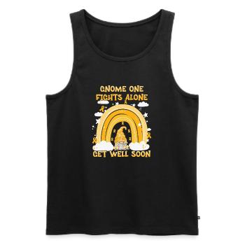 Gnome One Fights Alone Appendix Cancer - Men's Premium Organic Tank Top - black - Front - AI Model Male 178 light (178cm)