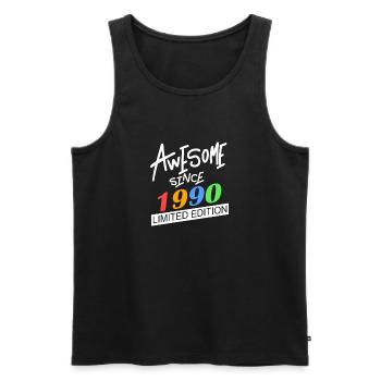 1990 - Jahrgang 1990 - Geburtsjahr 1990 - Männer Premium Bio Tank Top - Schwarz - Vorne - AI Model Male 178 light (178cm)