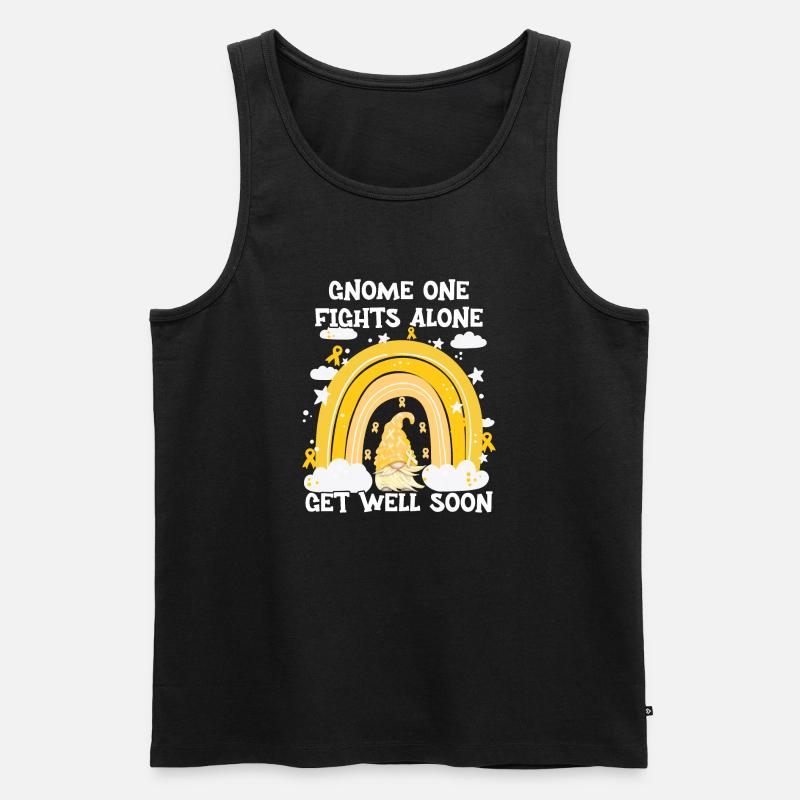 Gnome One Fights Alone Sarkomkrebs - Männer Premium Bio Tank Top - Schwarz
