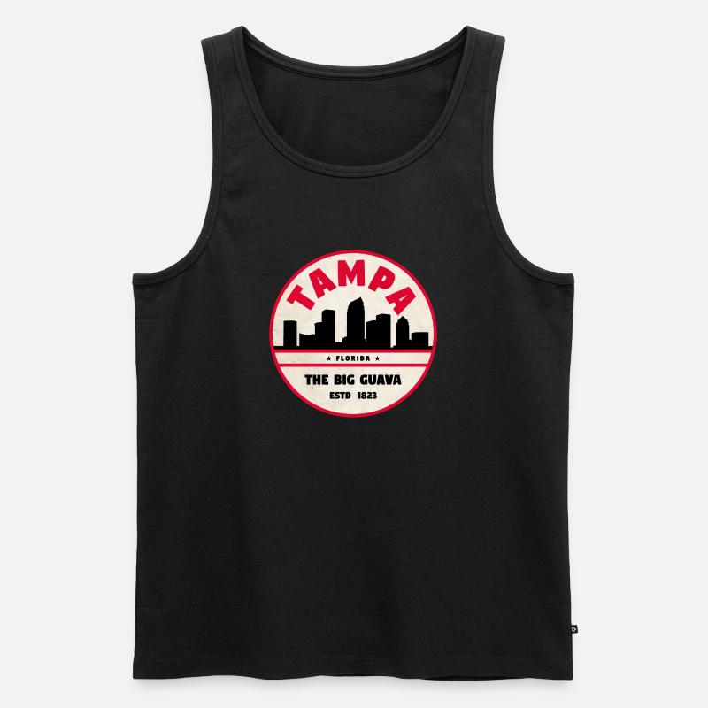 Tampa Skyline Retro Badge - Männer Premium Bio Tank Top - Schwarz