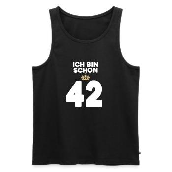 42 Geburtstag - 42 Jahre mit Krone - Männer Premium Bio Tank Top - Schwarz - Vorne - Michal (187cm)