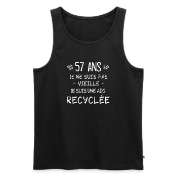 ado recyclée, anniversaire 57 ans, j'ai 57 ans - Débardeur bio Premium Homme - noir - Devant - Michal (187cm)