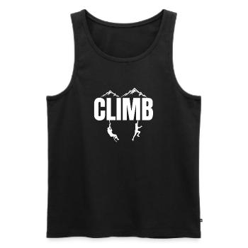 escalade, montagne, climb, climber - Débardeur bio Premium Homme - noir - Devant - AI Model Male 178 light (178cm)