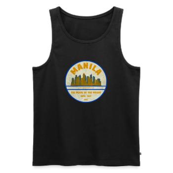 Manila Skyline – Perle des Orients - Männer Premium Bio Tank Top - Schwarz - Vorne - AI Model Male 178 light (178cm)