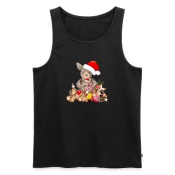 kangourou doux pour Noël avec chapeau de Noël - Débardeur bio Premium Homme - noir - Devant - Michal (187cm)