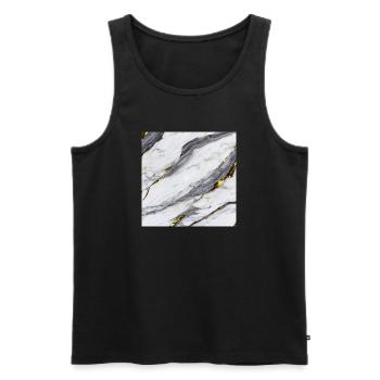 Marble White Gold Structure - Men's Premium Organic Tank Top - black - Front - AI Model Male 178 light (178cm)