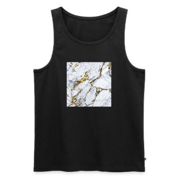 Marble White Gold Texture - Men's Premium Organic Tank Top - black - Front - AI Model Male 178 light (178cm)