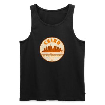 Kairo Retro Stadtsilhouette Badge - Männer Premium Bio Tank Top - Schwarz - Vorne - AI Model Male 178 light (178cm)