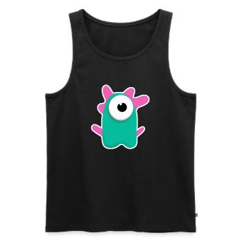 Niedlicher türkisfarbener Zyklop | Lustiges pinkes Monster - Männer Premium Bio Tank Top - Schwarz - Vorne - AI Model Male 178 light (178cm)